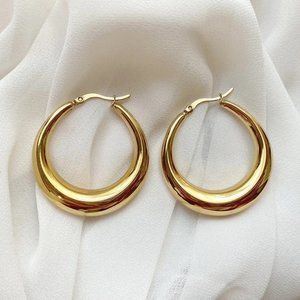 Gold Bold Hoop Earrings- Fat Hoop Earrings